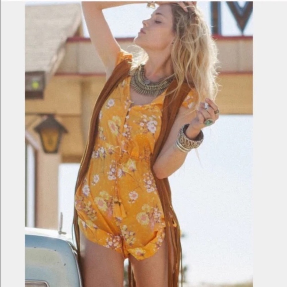Spell Mustard Yellow Floral Romper
